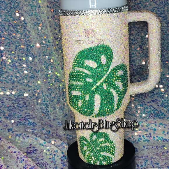 Monstera Bling Stanley Quencher Tumbler Cup 40oz Authentic - Picture 10 of 11